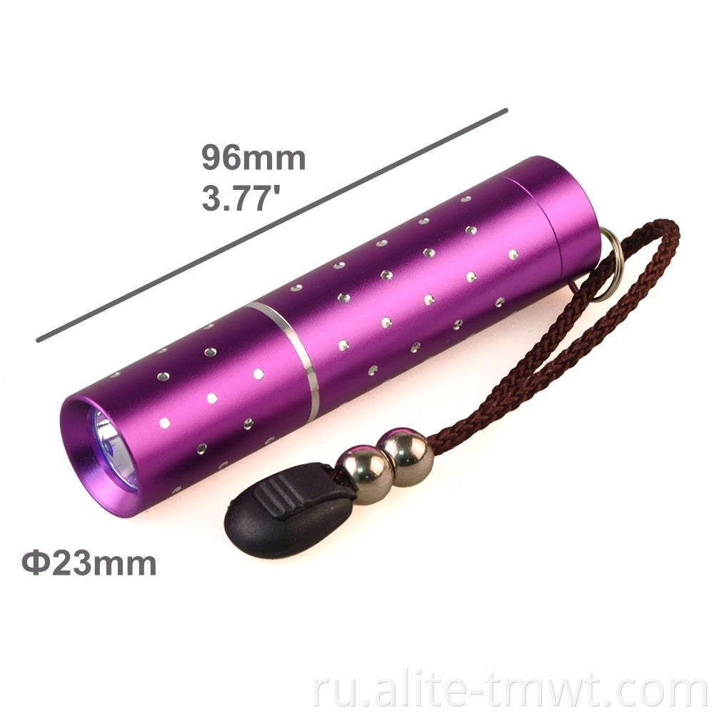 Мини -карманный фонарик факел черный свет светодиодный фиолетовый свет 365 -нм УФ -лампа